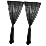 Maxbell 2 Panel Kitchen Curtain Sheer Door Window Voile Drape Black - 200x200cm