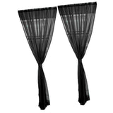 Maxbell 2 Panel Kitchen Curtain Sheer Door Window Voile Drape Black - 200x200cm