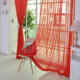 Max 2 Panel Kitchen Curtain Sheer Door Window Voile Drape Red - 200x270cm