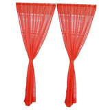 Max 2 Panel Kitchen Curtain Sheer Door Window Voile Drape Red - 200x270cm