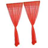 Max 2 Panel Kitchen Curtain Sheer Door Window Voile Drape Red - 200x270cm