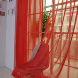 Max 2 Panel Kitchen Curtain Sheer Door Window Voile Drape Red - 200x270cm