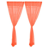 Maxbell 2 Panel Kitchen Curtain Sheer Door Window Voile Drape Orange - 200x270cm