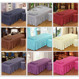 Maxbell SPA Massage Table Linen Set Bed Skirt Pillow Case Stool Cover Dark Blue-S