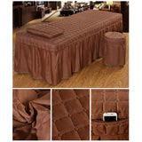 Maxbell SPA Massage Table Linen Set Bed Skirt Pillow Case Stool Cover Coffee-S