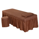 Maxbell SPA Massage Table Linen Set Bed Skirt Pillow Case Stool Cover Coffee-S
