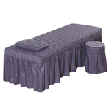 Max SPA Massage Table Linen Set Bed Skirt Pillow Case Stool Cover Smoky Purple-S