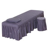 Max SPA Massage Table Linen Set Bed Skirt Pillow Case Stool Cover Smoky Purple-S