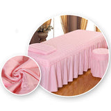 Maxbell SPA Massage Table Linen Set Bed Skirt Pillow Case Stool Cover Jade Pink-S