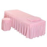 Maxbell SPA Massage Table Linen Set Bed Skirt Pillow Case Stool Cover Jade Pink-S