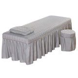 Maxbell SPA Massage Table Linen Set Bed Skirt Pillow Case Stool Cover Grey-L