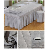 Maxbell SPA Massage Table Linen Set Bed Skirt Pillow Case Stool Cover Grey-L