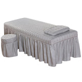 Maxbell SPA Massage Table Linen Set Bed Skirt Pillow Case Stool Cover Grey-L