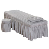 Maxbell SPA Massage Table Linen Set Bed Skirt Pillow Case Stool Cover Grey-L