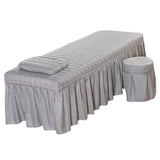 Maxbell SPA Massage Table Linen Set Bed Skirt Pillow Case Stool Cover Grey-L