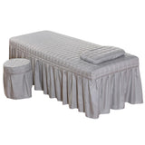 Maxbell SPA Massage Table Linen Set Bed Skirt Pillow Case Stool Cover Grey-L