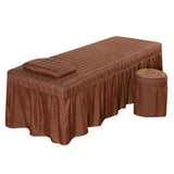 Maxbell SPA Massage Table Linen Set Bed Skirt Pillow Case Stool Cover Coffee-L
