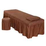 Maxbell SPA Massage Table Linen Set Bed Skirt Pillow Case Stool Cover Coffee-L