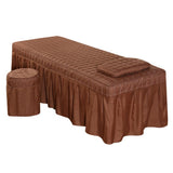 Maxbell SPA Massage Table Linen Set Bed Skirt Pillow Case Stool Cover Coffee-L