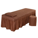Maxbell SPA Massage Table Linen Set Bed Skirt Pillow Case Stool Cover Coffee-L