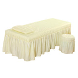 Maxbell SPA Massage Table Linen Set Bed Skirt Pillow Case Stool Cover Beige-L
