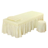Maxbell SPA Massage Table Linen Set Bed Skirt Pillow Case Stool Cover Beige-L