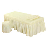 Maxbell SPA Massage Table Linen Set Bed Skirt Pillow Case Stool Cover Beige-L