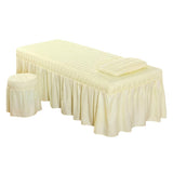 Maxbell SPA Massage Table Linen Set Bed Skirt Pillow Case Stool Cover Beige-L