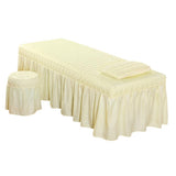 Maxbell SPA Massage Table Linen Set Bed Skirt Pillow Case Stool Cover Beige-L