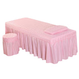 Maxbell SPA Massage Table Linen Set Bed Skirt Pillow Case Stool Cover Jade Pink-L
