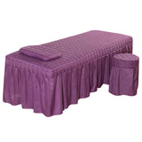 Maxbell SPA Massage Table Linen Set Bed Skirt Pillow Case Stool Cover Purple-L
