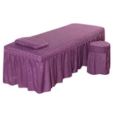 Maxbell SPA Massage Table Linen Set Bed Skirt Pillow Case Stool Cover Purple-L