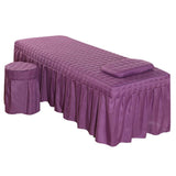 Maxbell SPA Massage Table Linen Set Bed Skirt Pillow Case Stool Cover Purple-L