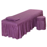 Maxbell SPA Massage Table Linen Set Bed Skirt Pillow Case Stool Cover Purple-L