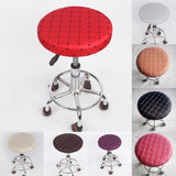 Round Home Bar Stool Chair Cover Slipcover Grid Red Grid -35cm