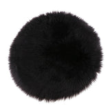 Maxbell Fluffy Faux Fur Seat Cushion Pad Artificial Sheepskin Mat Black 30cm