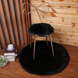 Maxbell Fluffy Faux Fur Seat Cushion Pad Artificial Sheepskin Mat Black 35cm