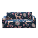 Max Elastic Sofa Cover 4 Sizes Sapphire Blue 2-Seater Christmas Deer
