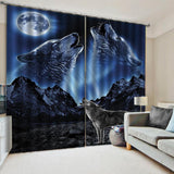 Max 2 Panels Set Teen Animal Decor 3D Print Window Curtain Drapes Wolf - Aladdin Shoppers