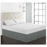 Max Solid Color Hotel Pleated Bed Skirt Wrinkle & Fade Resistant Gray _Full - Aladdin Shoppers