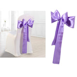 Satin Sashes Bows Chair Cover Bow Sash Wedding Events Supplies Purple