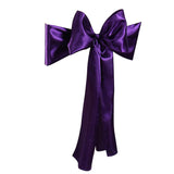 Satin Sashes Bows Chair Cover Bow Sash Wedding Events Supplies Dark Purple