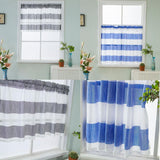 Max Window Striped Short Valance Rod Pocket Curtains Kitchen  Grey_ 74x60cm