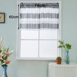 Max Window Striped Short Valance Rod Pocket Curtains Kitchen  Grey_ 74x60cm