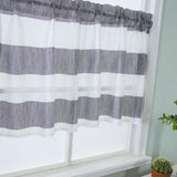 Max Window Striped Short Valance Rod Pocket Curtains Kitchen  Grey_ 74x60cm