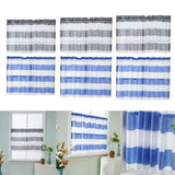 Max Window Striped Short Valance Rod Pocket Curtains Kitchen  Grey_ 74x60cm