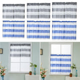 Max Window Striped Short Valance Rod Pocket Curtains Kitchen  Grey_ 74x60cm
