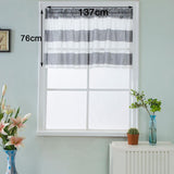 Max Window Striped Short Valance Rod Pocket Curtains Kitchen  Grey_ 137x76cm