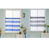 Max Window Striped Short Valance Rod Pocket Curtains Kitchen  Grey_ 137x76cm
