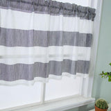 Max Window Striped Short Valance Rod Pocket Curtains Kitchen  Grey_ 137x76cm